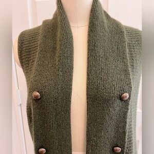 Military Style Sleeveless Cardigan Sweater